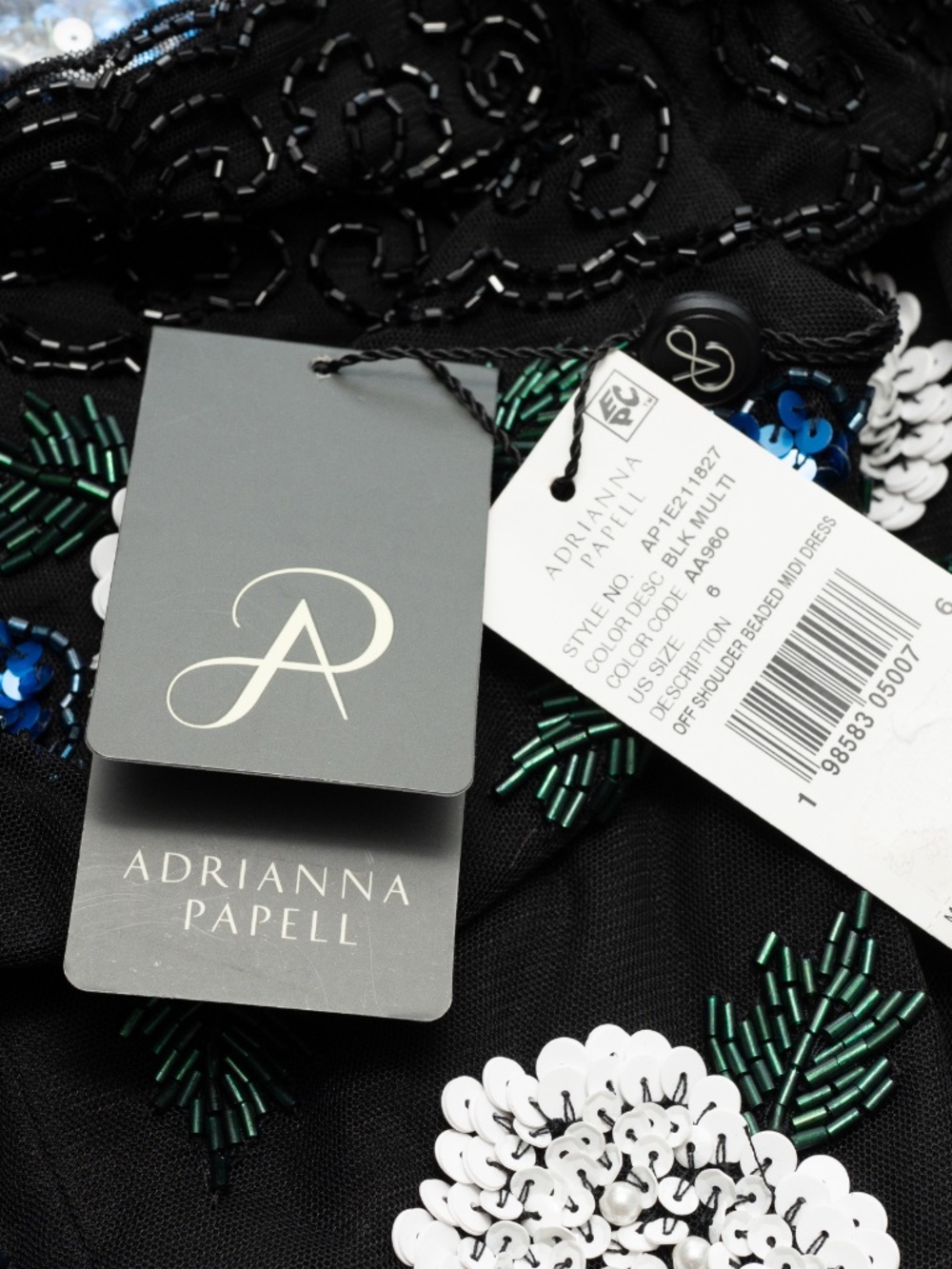 Adrianna Papell - Beaded Off-The-Shoulder Sheath Dress - Picture 4 of 15